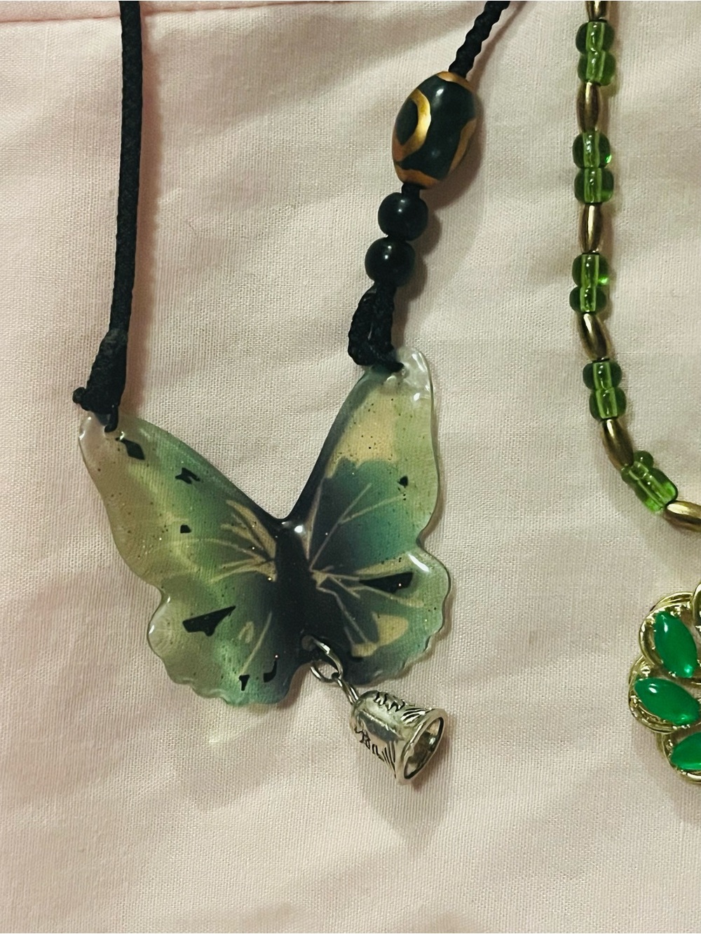 4 PC Green Butterfly & Floral Pendant Necklace Set with Gold-Tone Accents - Picture 3 of 6
